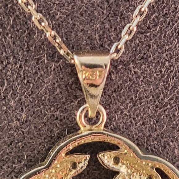 Sterling Silver Openwork Clear Cubic Zirconia Leaf Design Necklace - Picture 6 of 6